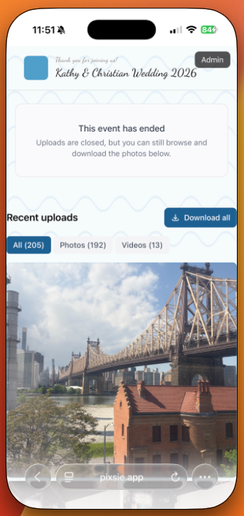 The event page your guests see